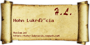 Hohn Lukrécia névjegykártya